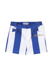 Moschino Kids logo-embroidered striped shorts - Blu