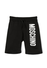 Moschino Kids logo-print track shorts - Nero