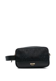 Moschino Fantasia leather logo-print makeup bag - Nero