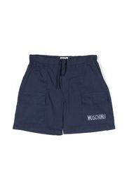 Moschino Kids logo-print cotton shorts - Blu