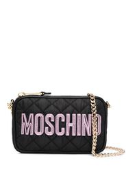 Moschino logo-patch quilted shoulder bag - Nero