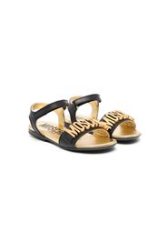 Moschino Kids logo flat sandals - Nero