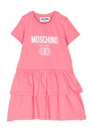 Moschino Kids logo-print ruffled dress - Rosa