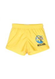 Moschino Kids logo-print slip-on swim shorts - Giallo