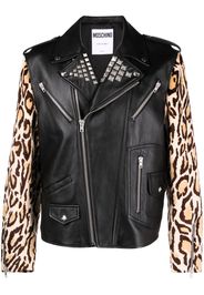 Moschino Giacca biker con stampa in pelle - Nero