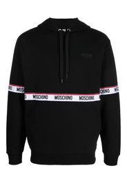 Moschino logo trim cotton hoodie - Nero