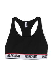 Moschino Reggiseno sportivo con banda logo - Nero