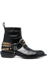 Moschino logo-lettering leather boots - Nero