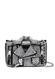 Moschino Borsa a tracolla Biker con cristalli - Nero