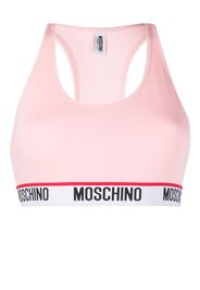 Moschino logo-tape sports bra - Rosa