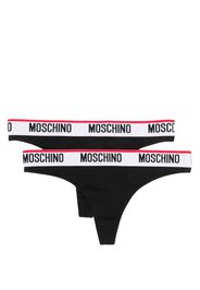 Moschino logo-waistband jersey thong - Nero