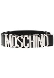 Moschino logo-lettering leather loafers - Nero