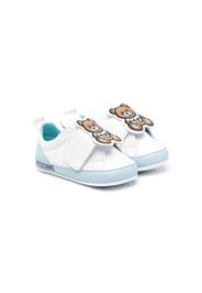 Moschino Kids logo-patch sheepskin sneakers - Bianco