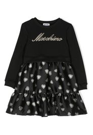 Moschino Kids Abito a maniche lunghe con stampa - Nero