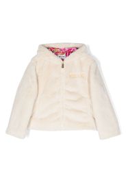 Moschino Kids Giacca in finta pelliccia con cappuccio - Bianco