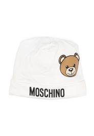 Moschino Kids Teddy bear cotton beanie - Bianco