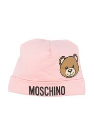 Moschino Kids logo-print jersey beanie - Rosa