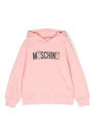 Moschino Kids logo-print cotton hoodie - Rosa