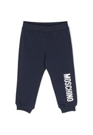 Moschino Kids logo-print stretch-cotton track pants - Blu