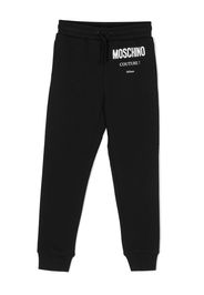 Moschino Kids logo-print cotton track trousers - Nero