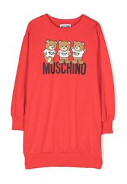 Moschino Kids logo-print cotton sweatshirt dress - Rosso