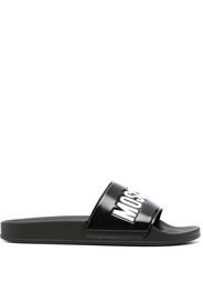 Moschino logo-debossed open-toe slides - Nero