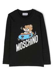 Moschino Kids logo-print long-sleeve T-shirt - Nero