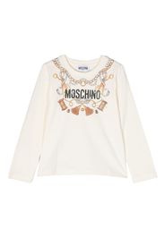 Moschino Kids logo-print long-sleeve T-shirt - Toni neutri