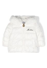 Moschino Kids logo-embroidered cotton padded jacket - Bianco