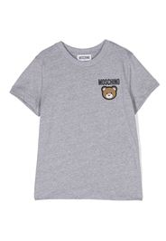 Moschino Kids logo-embroidered Leo Teddy T-shirt - Grigio