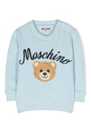 Moschino Kids logo-embroidered cotton sweatshirt - Blu