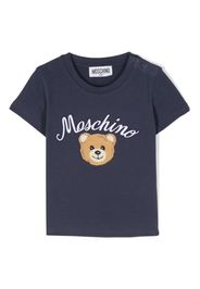 Moschino Kids logo-embroidered cotton T-shirt - Blu