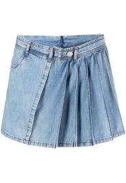 Moschino pleated layered denim shorts - Blu