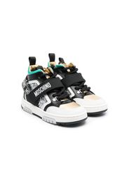 Moschino Kids logo-print leather sneakers - Nero