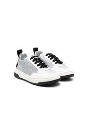 Moschino Kids glitter-detail lace-up sneakers - Bianco