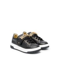 Moschino Kids logo-lettering leather sneakers - Nero