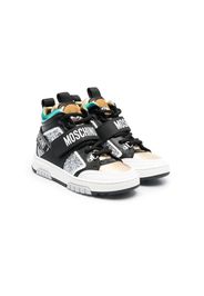 Moschino Kids logo-print glitter-detail sneakers - Nero