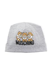 Moschino Kids logo-print cotton beanie - Grigio