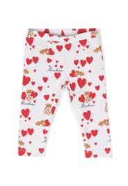 Moschino Kids Teddy Bear-print heart-print leggings - Bianco