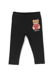 Moschino Kids Teddy Bear-print cotton leggings - Nero