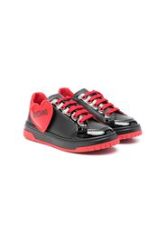 Moschino Kids logo-patch lace-up sneakers - Nero