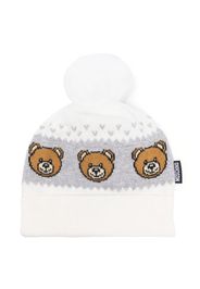 Moschino Kids Teddy-Bear intarsia knitted beanie - Grigio