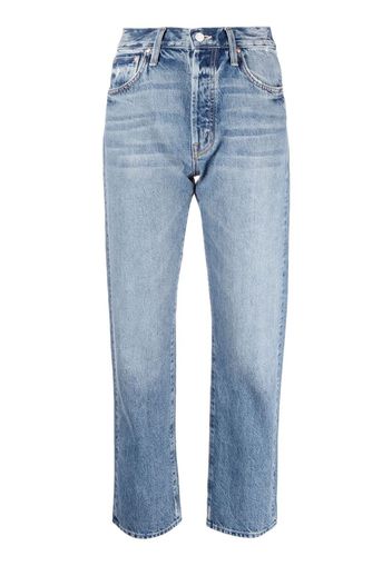 MOTHER mid-rise cropped straight-leg jeans - Blu