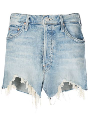 MOTHER Tomcat high-waist frayed short - Blu