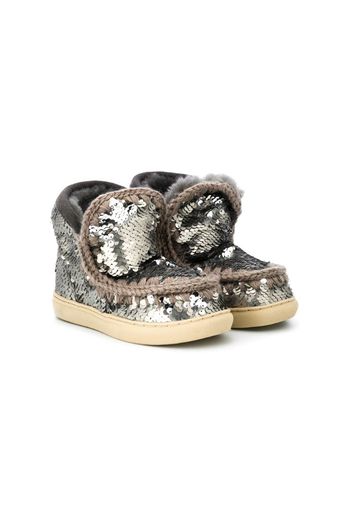 sequin embellished eskimo boots