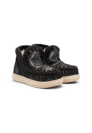 Mou Kids whipstitched moccasin boots - Nero