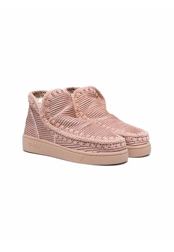 Mou Kids TEEN metallic stripe-texture ankle boots - GLROBE