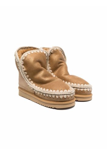 Mou Kids TEEN leather whipstitched boots - Marrone