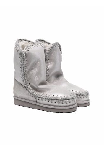 Mou Kids TEEN metallic shearling-lined boots - Argento