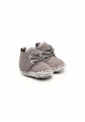 Mou Kids knitted stitch detail boots - Grigio